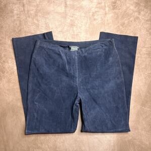 Vintage 90s Blue Suede Leather Pants High Rise Straight Leg Western Biker Euro